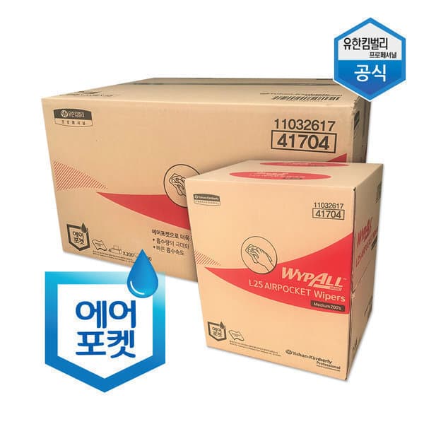 유한킴벌리이커머스 유한킴벌리 와이프올 L25 와이퍼 중형 4카톤