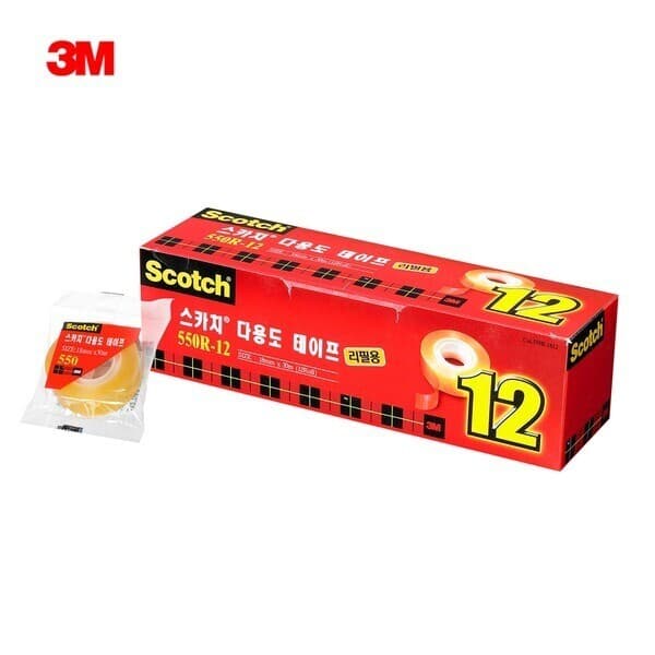 에이치문구 3M 스카치테이프 리필 550R 18mmX30M 12입