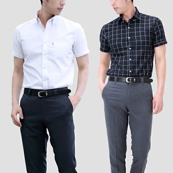 LUXTIE_HOMME 남자 반팔 와이셔츠 솔리드 슬림 린넨 - 최저가 15,900원