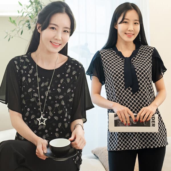 메르 반팔블라우스 빅사이즈 쉬폰 - 최저가 23,900원
