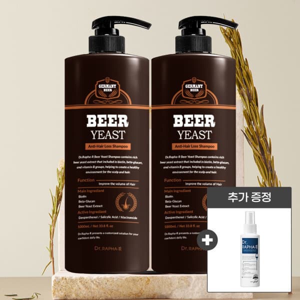 JU패밀리 닥터라파알 맥주효모샴푸 1000ml 2개 + 두피토닉 세트 2150ml - 최저가 25,800원