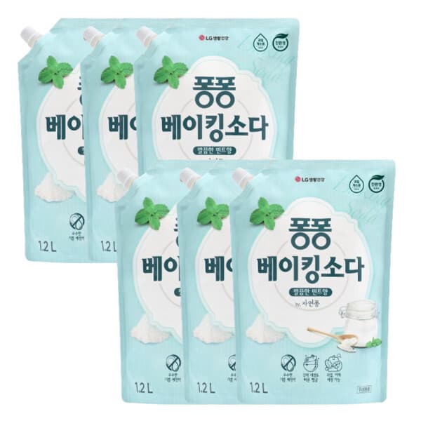 LG생활건강-스타배송 퐁퐁 주방세제 베이킹소다 리필 1200ml 6개