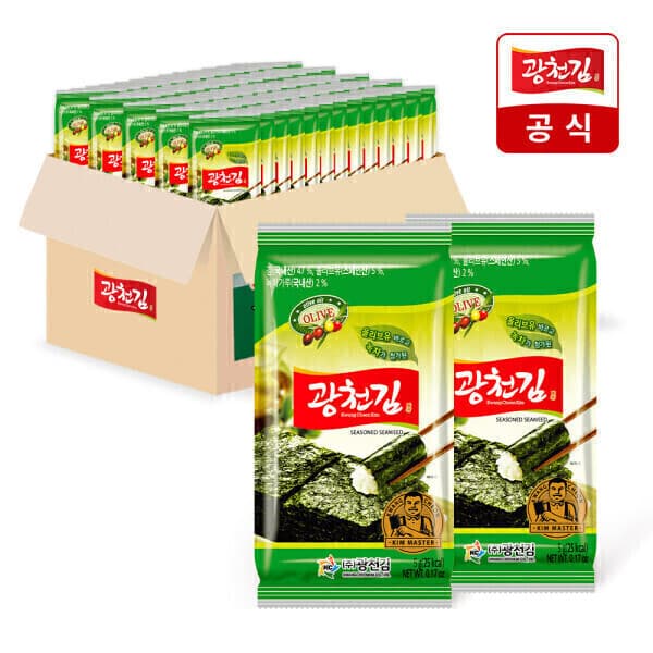 광천김공식판매처 광천김 올리브유 녹차 도시락김 5g 72봉