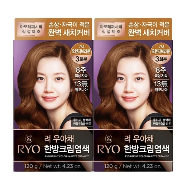 아모레퍼시픽바디헤어 려 우아채 영양새치염색 오렌지브라운 7O 2개