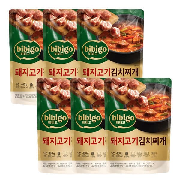 CJ제일제당-스타배송 비비고 돼지고기 김치찌개 460G 6개