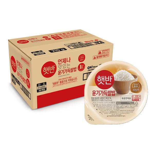 CJ제일제당-스타배송 햇반 백미 윤기가득쌀밥 210g 36개
