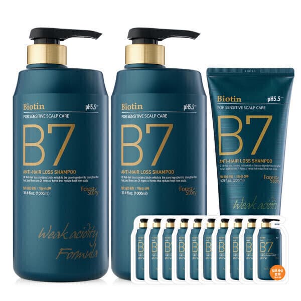 COSMATE B7 약산성 탈모 샴푸 1000ml+1000ml+200ml+10매