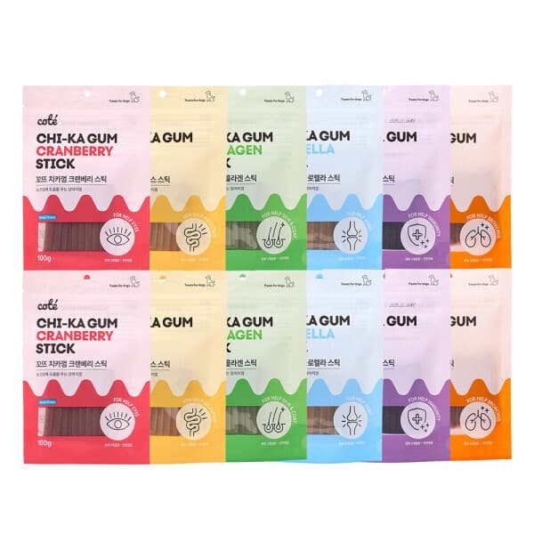 브랜드시터 꼬뜨 치카껌 100g 6종 x 2세트 강아지 간식