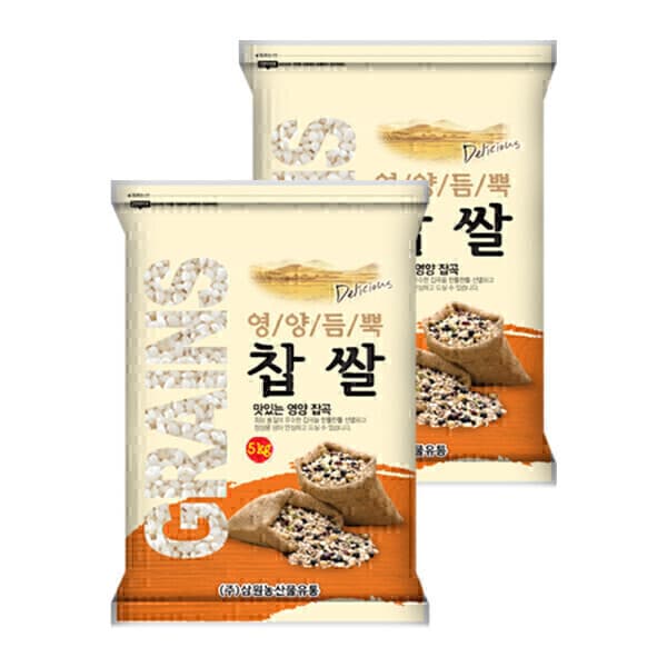 주식회사삼원농산 삼원농산 찹쌀 10kg (5kg/2개) - 2025년산 햅쌀