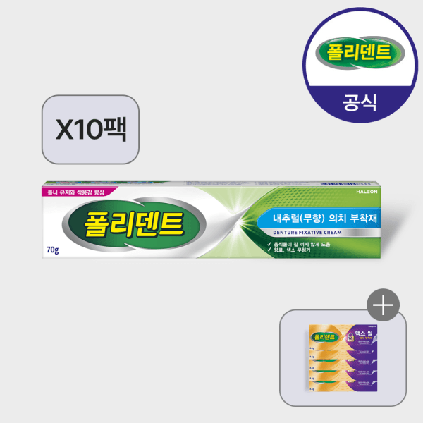 폴리덴트 폴리덴트 의치부착재 무향 70g 10개