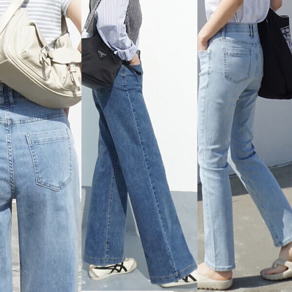 나나진 나나진 여름청바지 데님 일자 부츠컷 밴딩 와이드 배기 빅사이즈 반바지