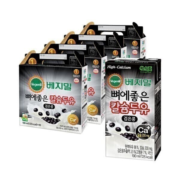 정식품-스타배송 베지밀 뼈에좋은 칼슘 검은콩 두유 190ml 64팩