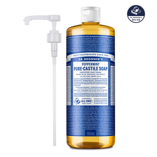 닥터브로너스코리아 페퍼민트 퓨어 캐스틸 솝 950ml + 펌프 - 최저가 39,000원