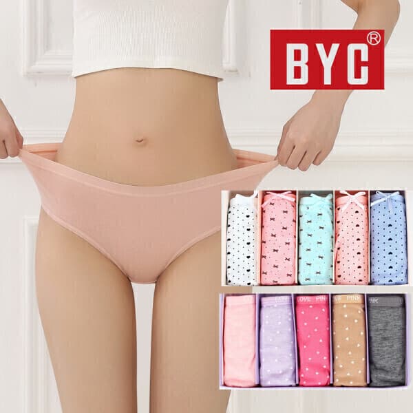 란제리아 여성팬티 5매세트 면스판 미디 맥시 삼각팬티