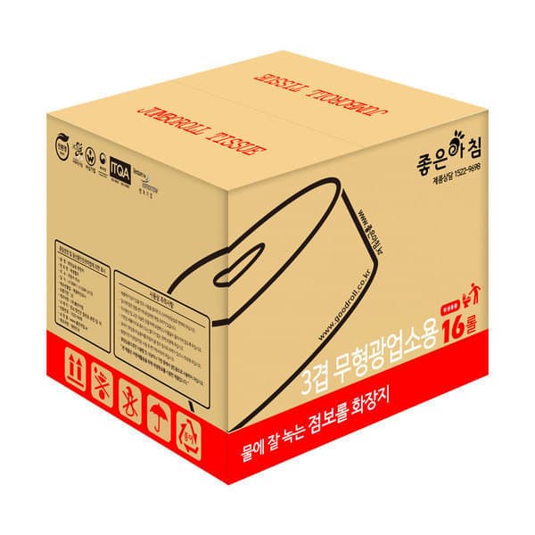 점보롤좋은아침 I좋은아침I 3겹 무형광 꽃무늬 점보롤 화장지