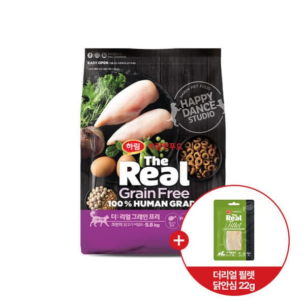 하림펫푸드 더리얼 캣 그레인프리 크런치 닭고기 어덜트 5.8kg + 더리얼 필렛 닭안심 22g