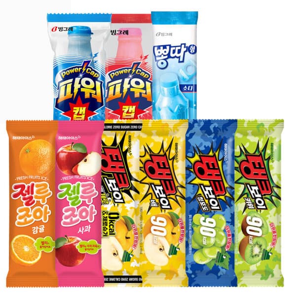 빙그레공식대리점 탱크보이 제로/뽕따/파워캡/젤루조아 쭈쭈바 아이스크림 30개 골라담기