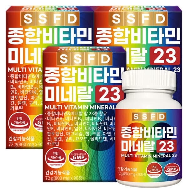 싸다좋다순수식품 종합비타민 미네랄 23종 9개월분 3박스(270정) 멀티비타민