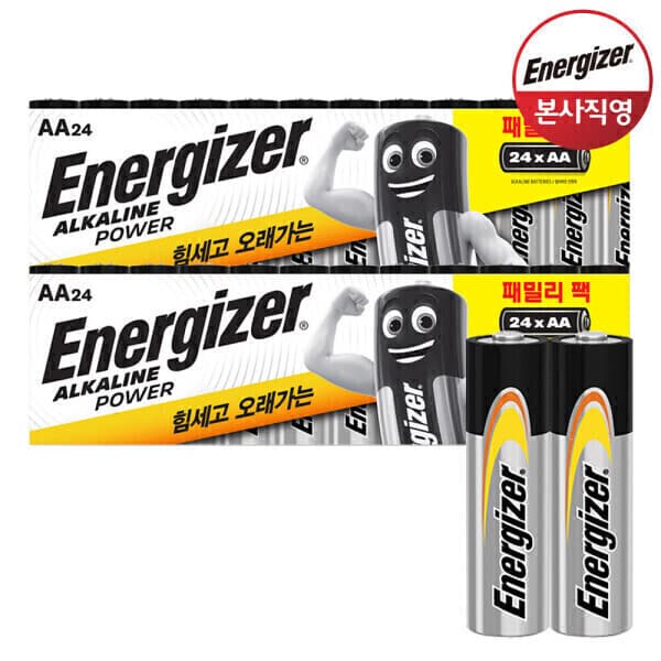 에너자이저스타배송 에너자이저 알카라인 패밀리팩 건전지 AA 24입x2개