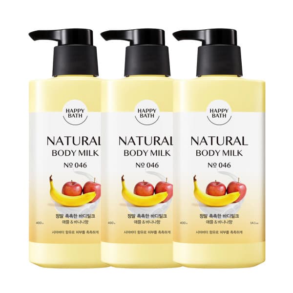 아모레퍼시픽바디헤어 해피바스 촉촉한 바디밀크 로션 400g 3개