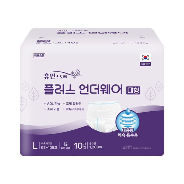 (주)휴먼스코리아 휴먼스토리 플러스 언더웨어 대형 80매