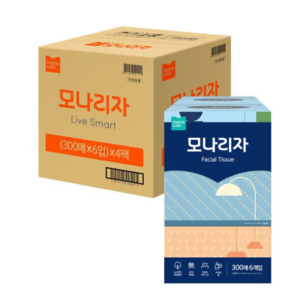 (주)모나리자 모나리자 미용티슈 300매 6입 4개 총24개 천연펄프 - 최저가 43,060원
