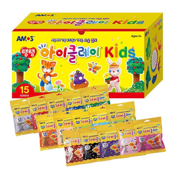 아모스공식스토어 아모스 탱탱아이클레이 키즈 50g 15색 묶음