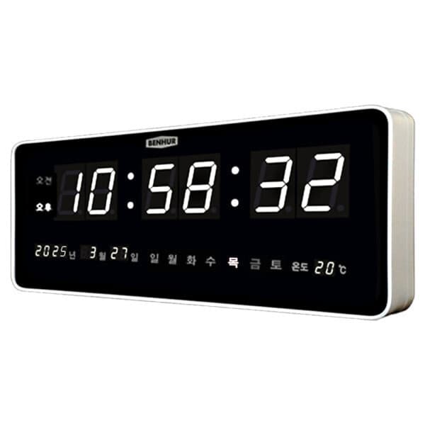 대성LED 벤허 디지털벽시계 HB-102Q 무소음 벽걸이 LED 온도