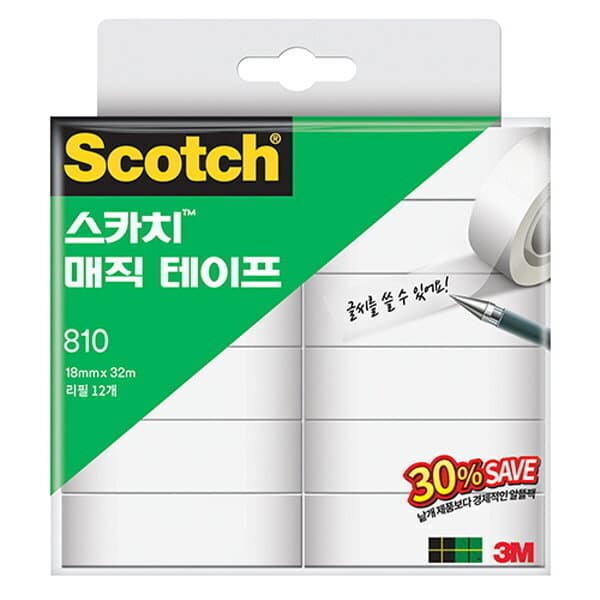 오피스디포 3M 스카치 매직테이프 810R-12 18X32M