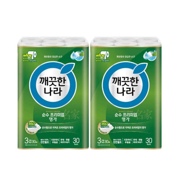 THE프리미엄 깨끗한나라 순수프리미엄 30m 3겹 60롤 화장지