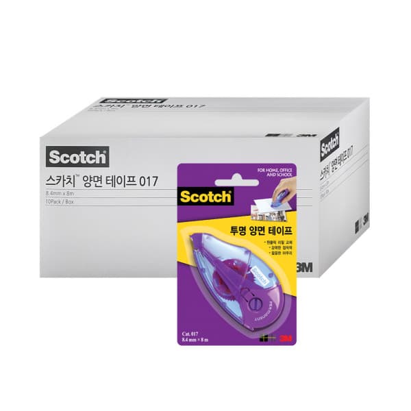 365오피스몰 3M 017D 풀테이프 투명 양면 테이프 10개입