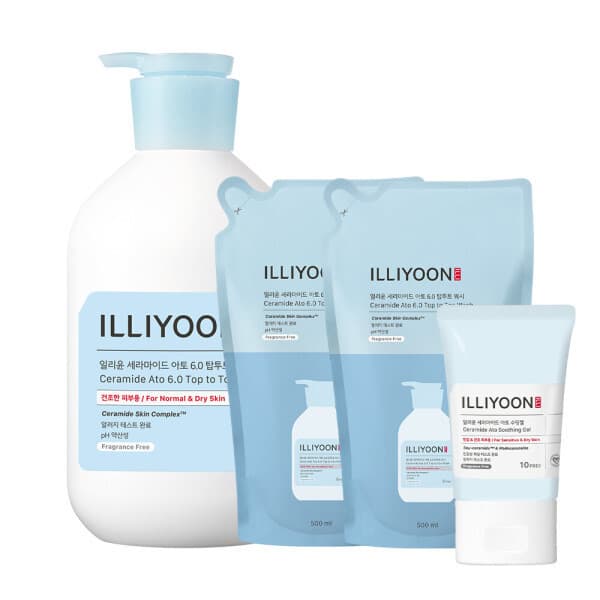 아모레퍼시픽바디헤어 일리윤 세라마이드아토6.0탑투토워시 1000ml+리필 500ml 2개 + 세라마이드 아토수딩젤 30ml