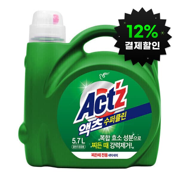 피죤-스타배송 대용량 액체세제 액츠 수퍼클린 찌든때 5.7L 겸용 - 최저가 16,900원