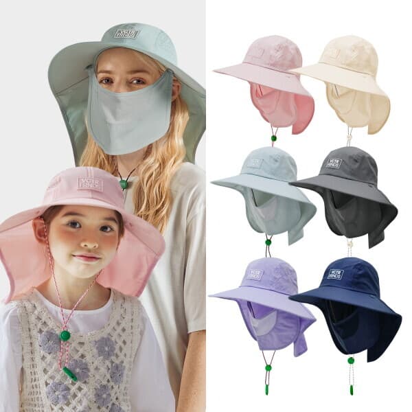 롯데아이몰 빅토리아앤프렌즈 썬캡/물놀이모자 페이스플랩캡 키즈~성인