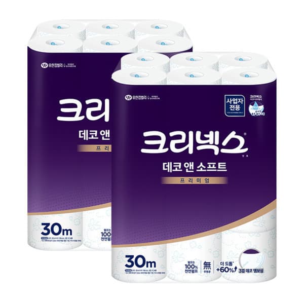 유한킴벌리이커머스 데코앤소프트 두루마리 휴지 30m 24롤 2팩