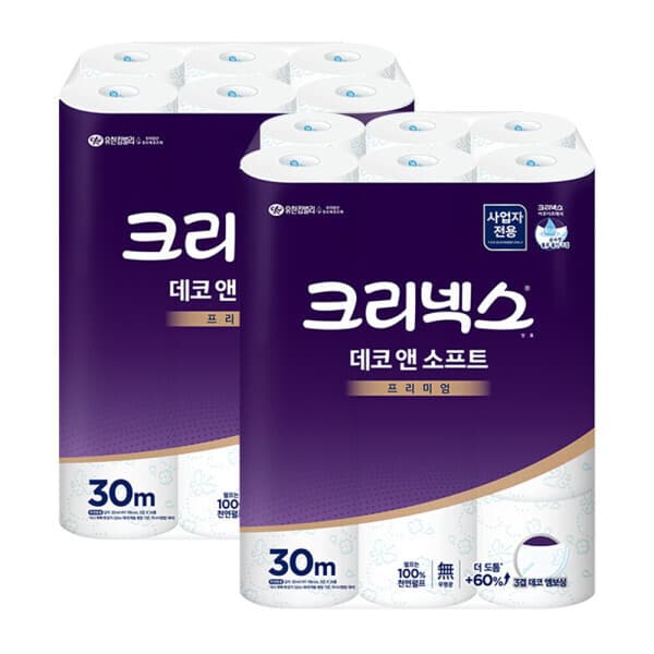 유한킴벌리이커머스 데코앤소프트 두루마리 화장지 3겹 30m 24롤 2팩