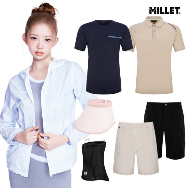 밀레공식스토어 밀레 폭염쿨링 반팔/티셔츠/반바지/아이스소재/넥쿨러/쿨토시