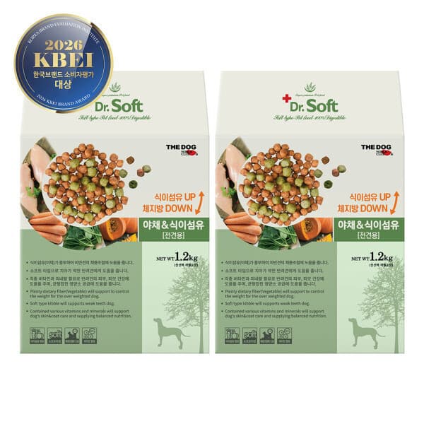 더독앤캣 닥터소프트 야채 식이섬유 전견용 1.2kg 2개 - 최저가 12,800원