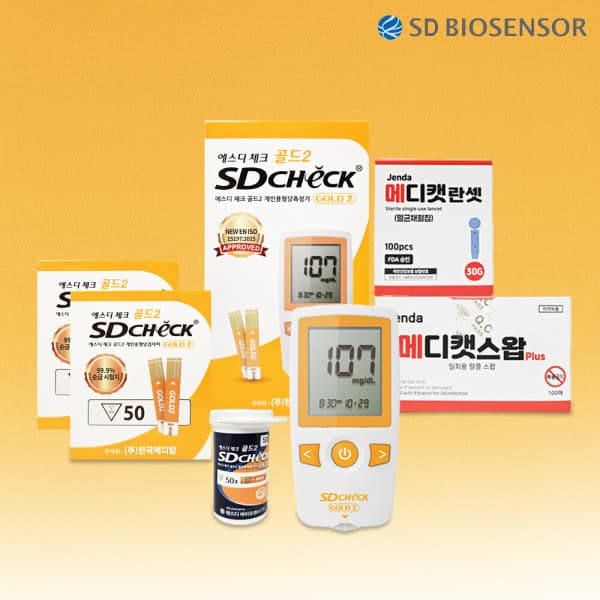 메디캣 SD체크골드2 혈당측정기 시험지100매+침110개+솜100매