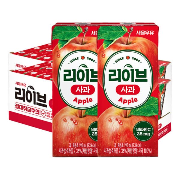 서울우유-스타배송 리이브 사과 190ml x 48입