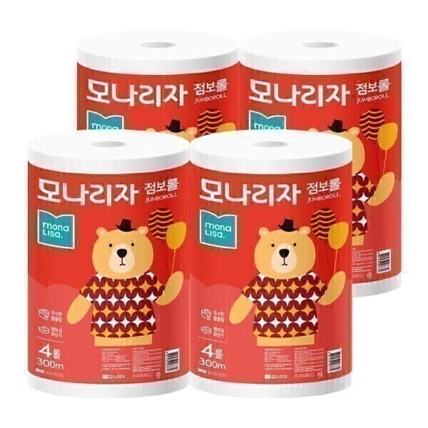 유한몰 모나리자 점보롤 300m 16롤 2겹 화장지