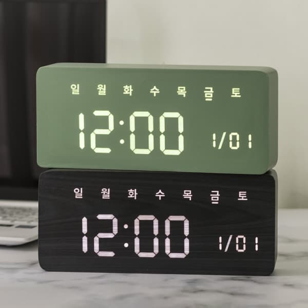 플랜에코 우드 데이즈 LED 탁상시계 한글요일 - 최저가 42,900원