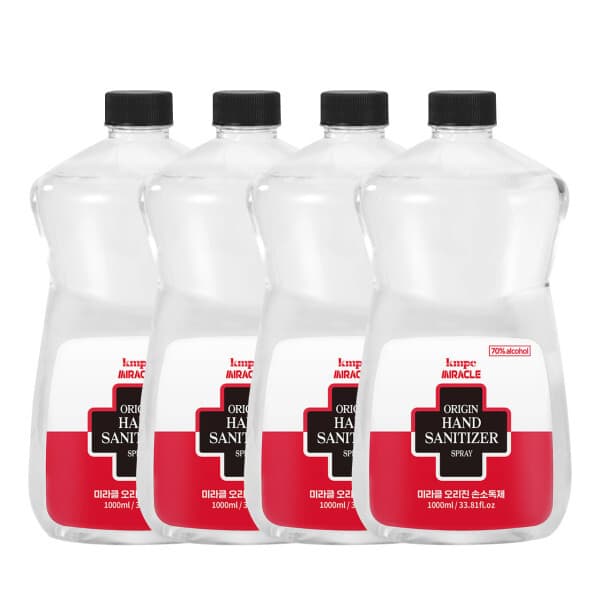 한국미라클피플사 미라클 오리진 손소독제 리필 액상타입 1000mL x4 에탄올70% - 최저가 19,900원