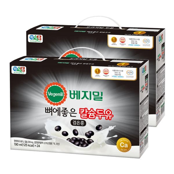 정식품-스타배송 베지밀 뼈에좋은칼슘검은콩두유 190ml 48팩