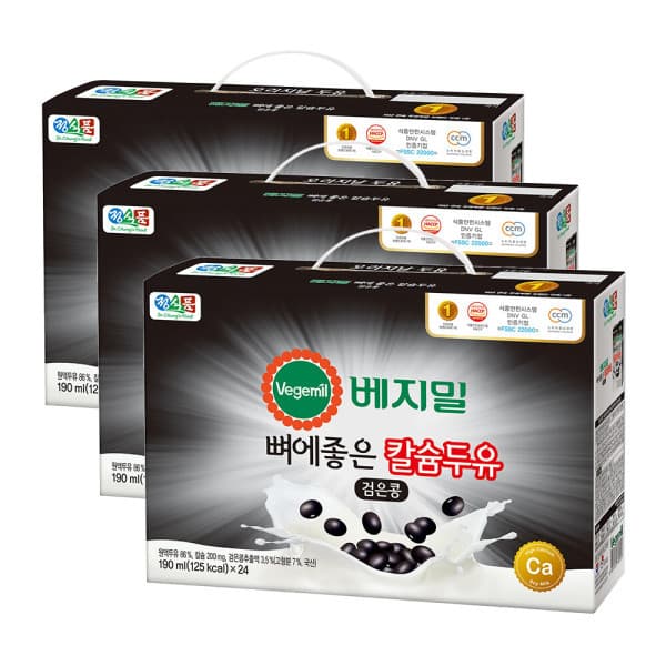 정식품-스타배송 베지밀 뼈에좋은 칼슘 검은콩 두유 190ml 72팩