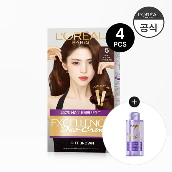 롯데 아이몰 로레알파리 엑셀랑스 듀오크림 염색약 4개 HA 샴푸 미니 80ml - 최저가 46,800원