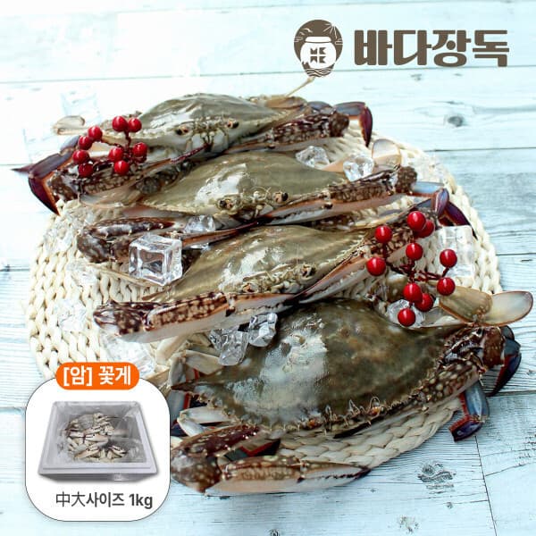 간장게장연구소 국내산 햇꽃게 급냉 암꽃게 1kg 중대