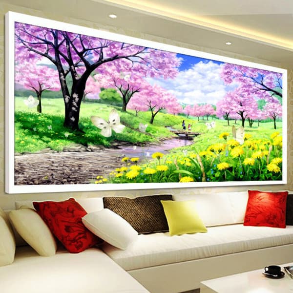 황금십자수 봄나들이 풍경 보석십자수 120x60