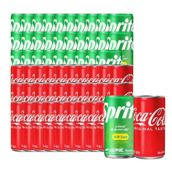 코카콜라-스타배송 코카콜라+스프라이트 190ml 60캔 (각 30캔)