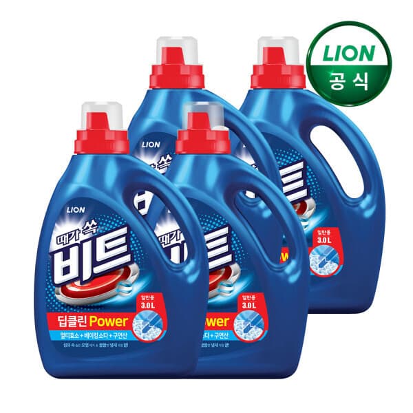 라이온코리아직영몰 액체 세탁세제 딥클린파워 일반 3L 4개